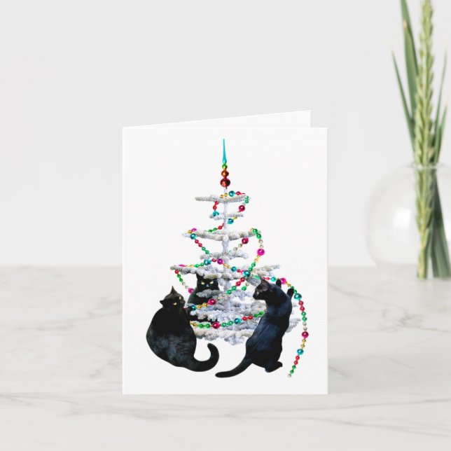 Carte d'arbre de Noël des chats noirs (Devant)