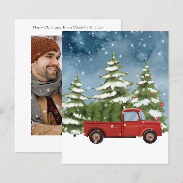 Carte d'arbre de Noël du Camion rouge BUDGET (Devant / Derrière)