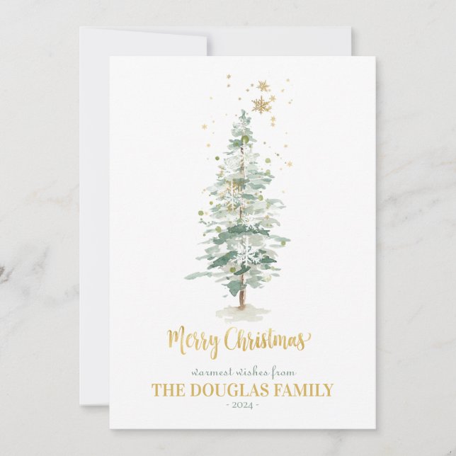 Carte d'arbre de Noël en bois d'hiver (Devant)