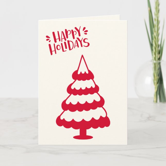 Carte d'arbre de Noël rouge mignon (Devant)