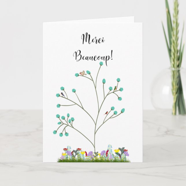 Carte d'arbre et de fleurs de Merci Beaucoup (Devant)