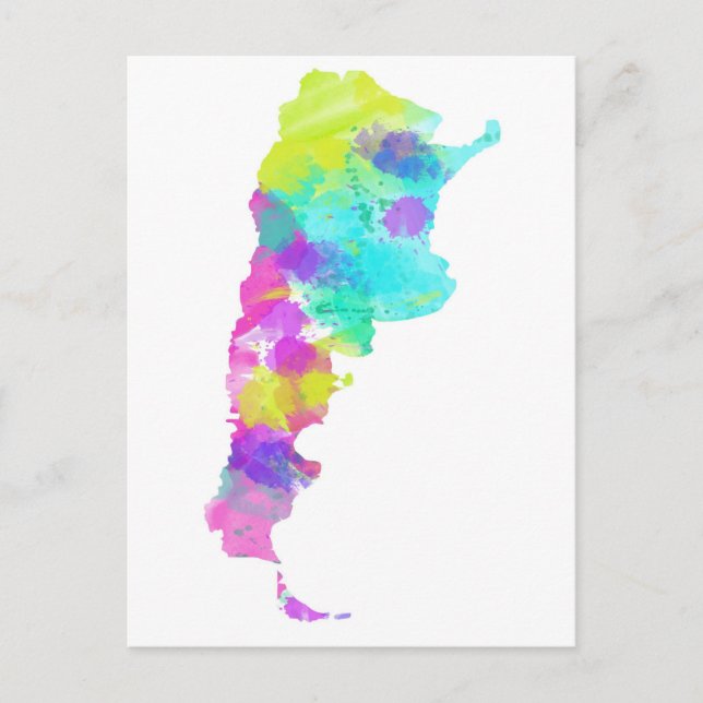 Carte d'Argentine à l'aquarelle fantaisiste (Devant)