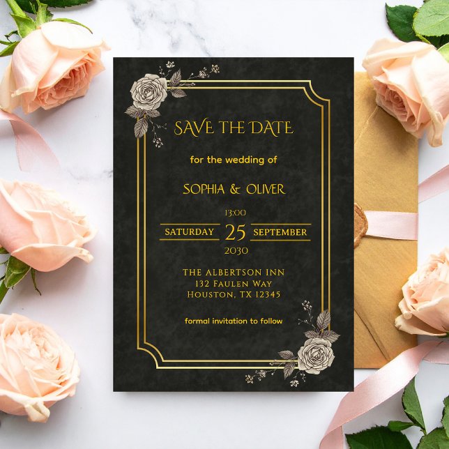 Carte Dark Academia Gothic Elegant Wedding Save the Date (Créateur téléchargé)