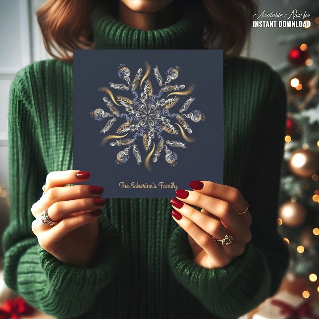 Carte Dark Blue & Gold Midnight Sparkle Stars New Year  (Créateur téléchargé)