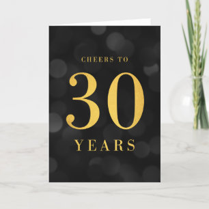 Carte Dark Bokeh Gold salue à 30 ans Anniversaire