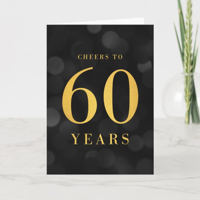Carte Dark Bokeh Gold salue à 60 ans Anniversaire (Devant)