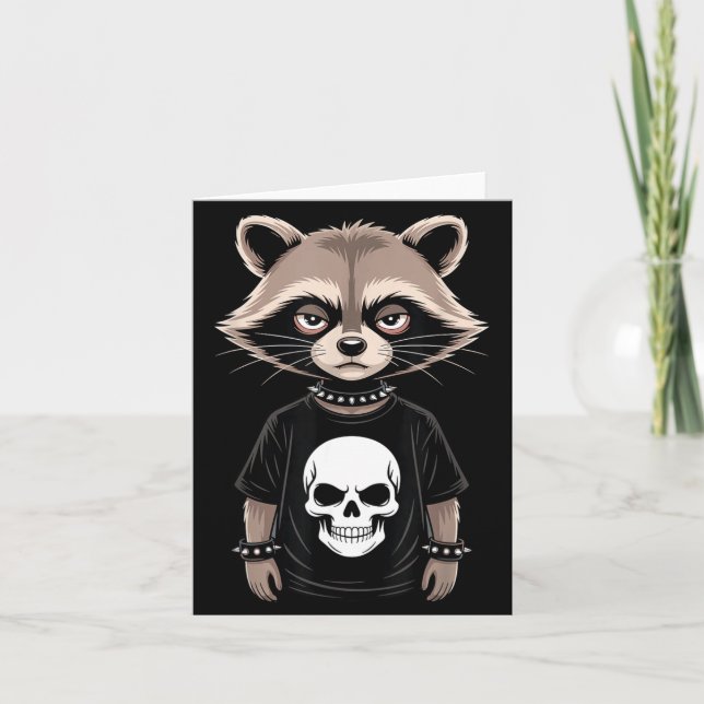 Carte Dark Emo Raccoon With Skull Punk Style Alternative (Devant)