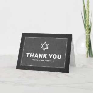 Carte Dark gray white star of David mitzvah thank you