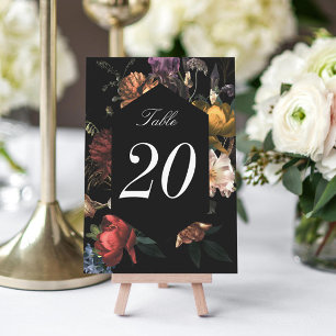 Carte Dark Moody Romantic Dutch Floral Mariage Table Num