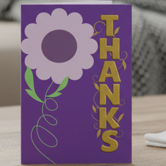 Carte Dark Purple and Gold With Flower Thank You Card