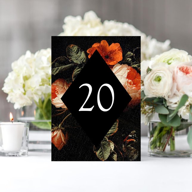 Carte Dark Romantic Floral Rose néerlandais Numéro de ta (Créateur téléchargé)