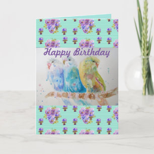 Carte d'art 3 Budgie Aqua Budgie