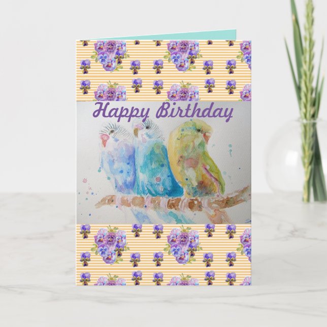Carte d'art 3 Budgie jaune (Devant)