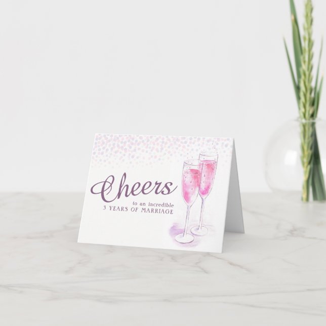 Carte d'art 3e anniversaire mariage en verre de ch (Devant)