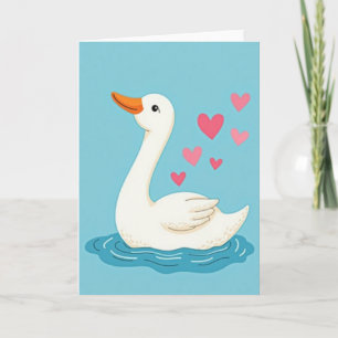 Carte d'art adorable de cygnes et de cœurs