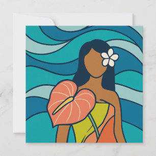 carte d'art aloha hawaïenne dos blanc