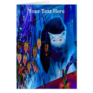 Carte d'art animal chat bleu électrique Siamese