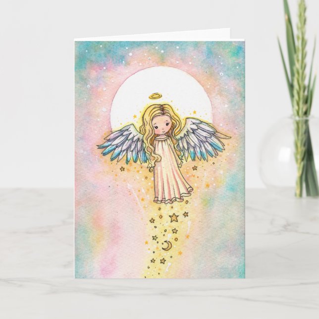 Carte d'art aquarelle ange mignon vierge (Devant)