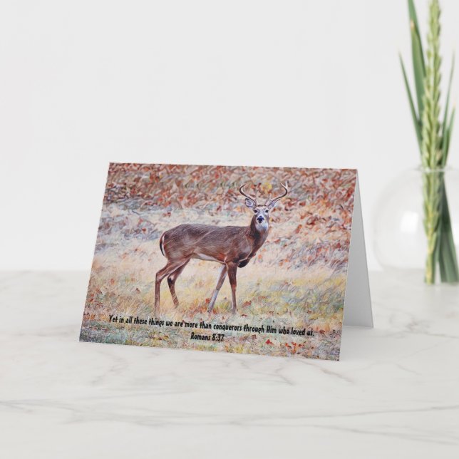 Carte d'art Big Strong Buck Deer Bible Verse (Devant)