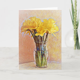 Carte d'art Bouquet of Yellow Glow Daffodil Flower