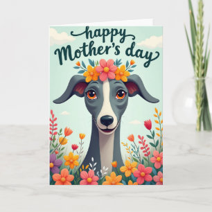 Carte d'art canine Couronne Florale