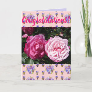 Carte d'art Congatations Florales Fleur Rose