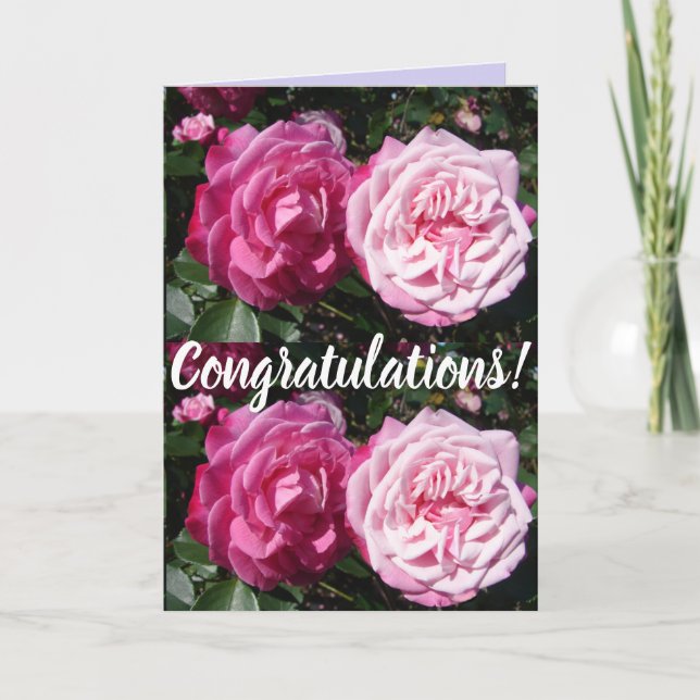 Carte d'art Congatations Florales Fleur Rose (Devant)