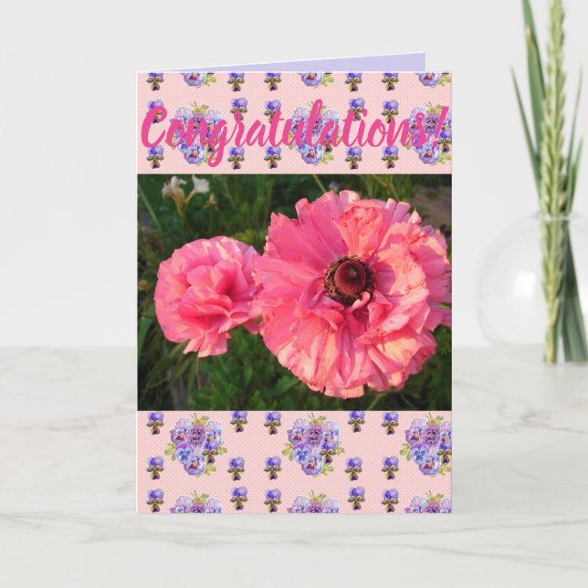 Carte d'art Congatations Florales Fleurs Roses (Devant)