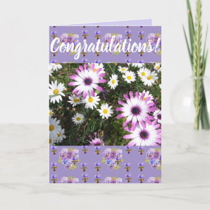 Carte d'art Congatations Florales Fleurs Roses