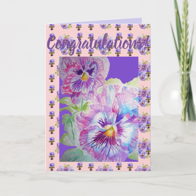 Carte d'art Congatations Florales Fleurs Roses (Devant)