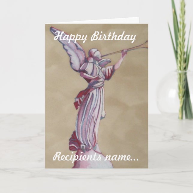 Carte d'art d'Anniversaire Personnalisée Rose Ange (Devant)