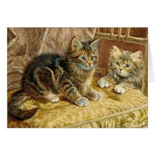 Carte d'art de chat : Chats vintages de Kitty -