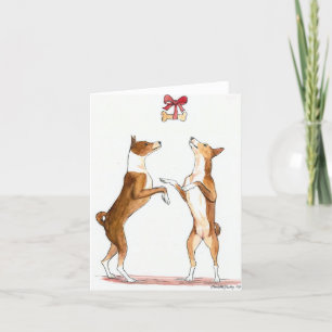 Carte d'art de chien de danse de Noël Basenji