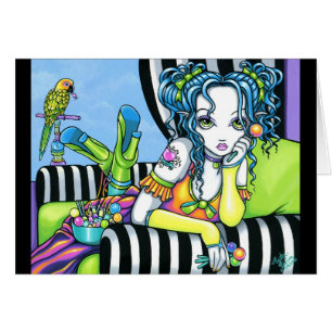 Carte d'art de Fae de perroquet d'arc-en-ciel de