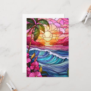 Carte d'art de l'île au coucher du soleil d'Aloha
