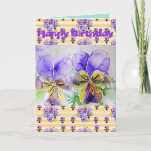 Carte d'art de peinture à l'aquarelle violette Vio