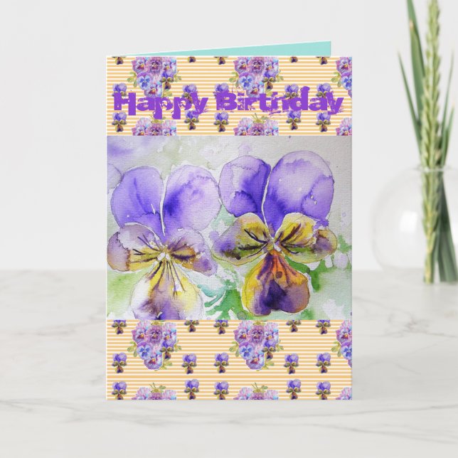 Carte d'art de peinture à l'aquarelle violette Vio (Devant)