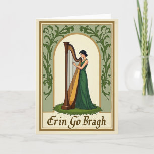 Carte d'art de sérénade à la harpe irlandaise