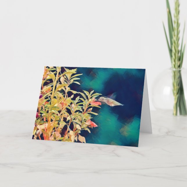 Carte d'art de style Abstrait Hummingbird Flowers (Devant)