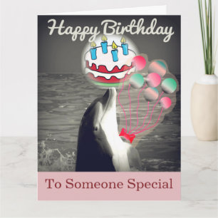 Carte d'art Dolphin Balloon d'Anniversaire