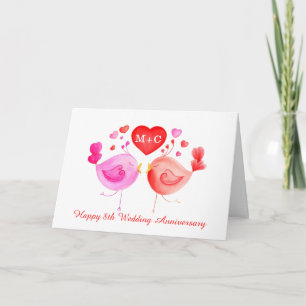 Carte d'art du coeur rouge rose Inséparable