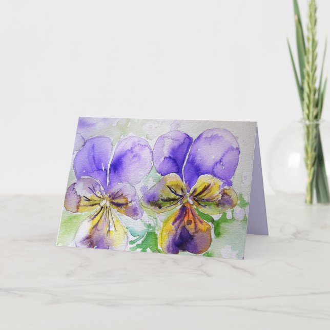 Carte d'art en violet Fleurs florales Viola Waterc (Devant)