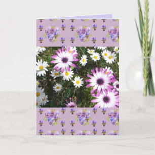 Carte d'art florale à fleurs de marais roses et bl
