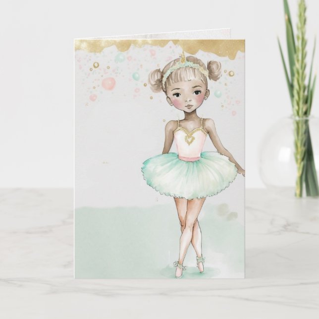 Carte d'art graphique de ballerine, anniversaire,  (Devant)