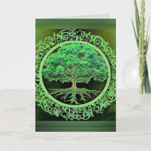 Carte d'art graphique verte de l'arbre de vie