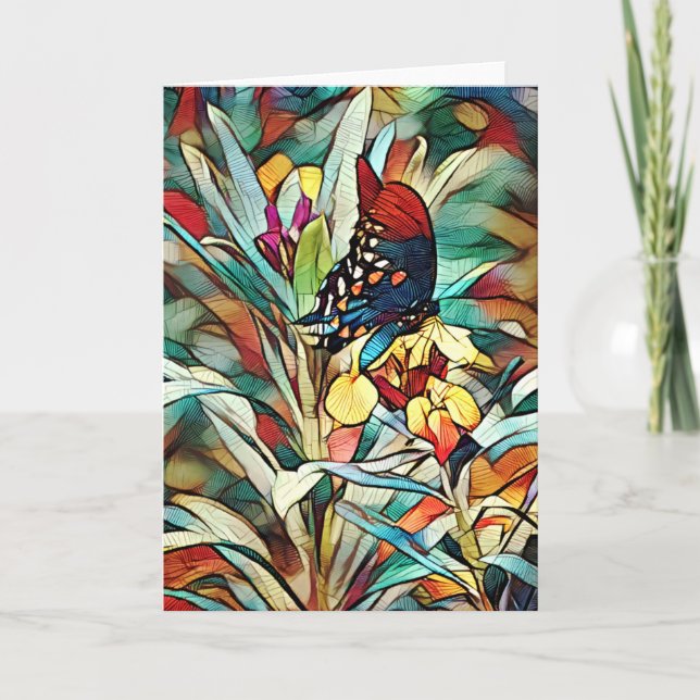 Carte d'art Papillon en verre tendu (Devant)