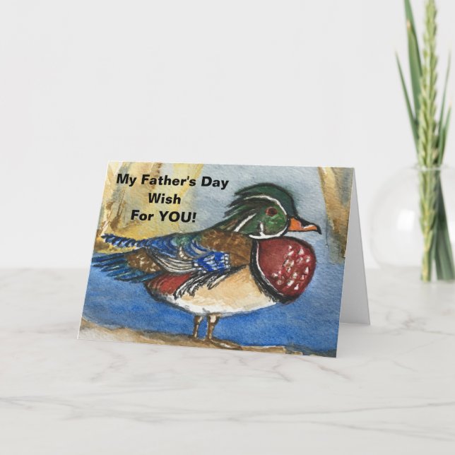 Carte d'art pour Fête des pères de canard à bois (Devant)