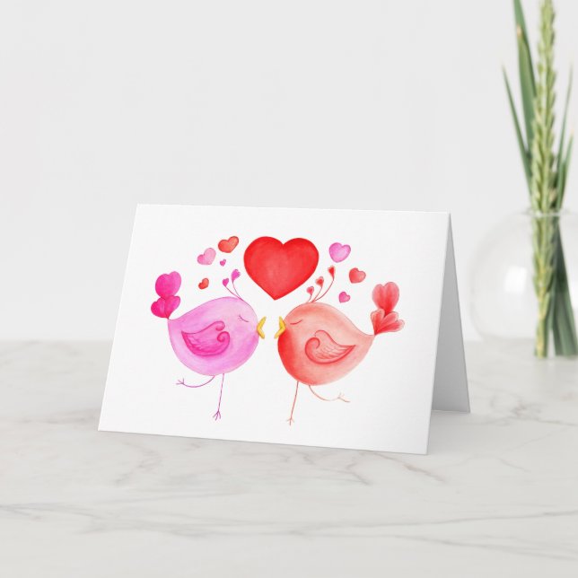 Carte d'art Valentines rouge coeur Inséparable (Devant)
