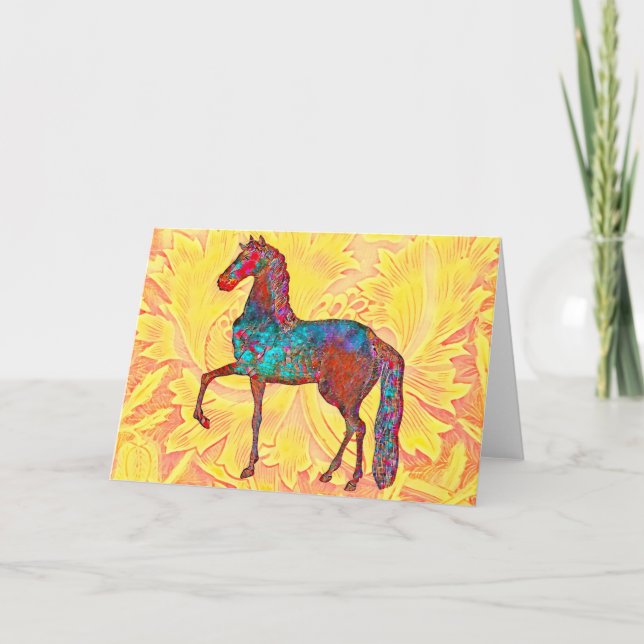 Carte d'art vintage colorée pour les chevaux (Devant)