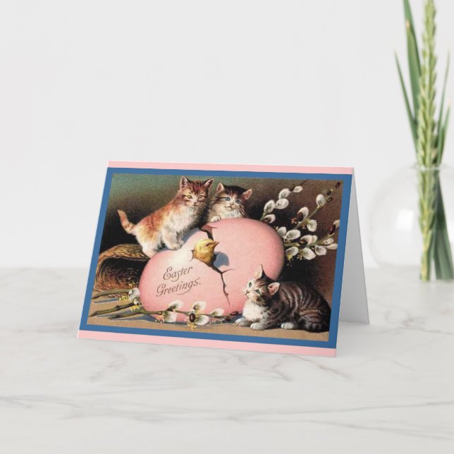 Carte d'art Vintage de Pâques Kittens (Devant)